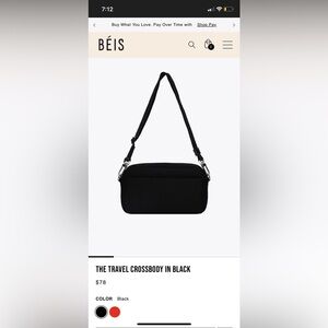 BEIS Black Travel Crossbody Bag
